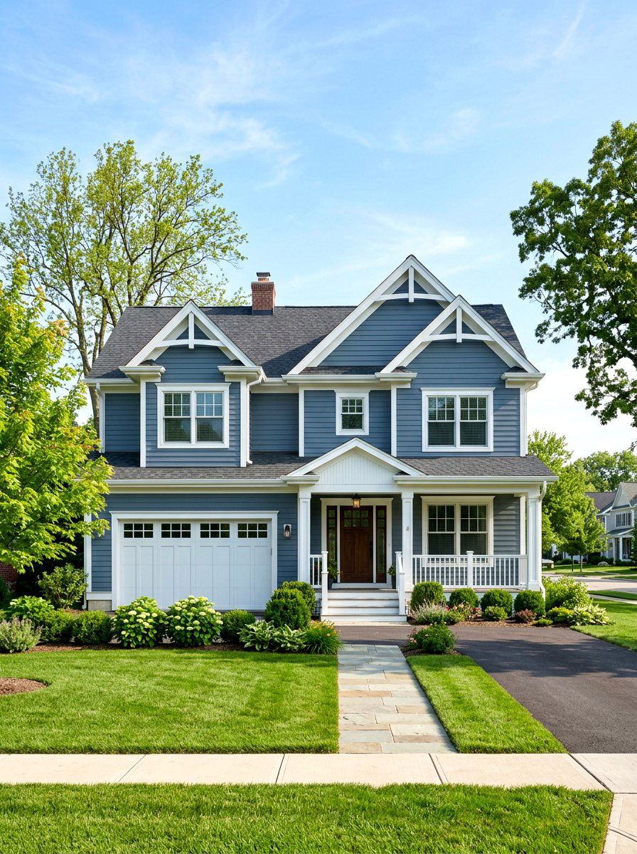 Slate Blue House White Trim - 30 house trim color ideas