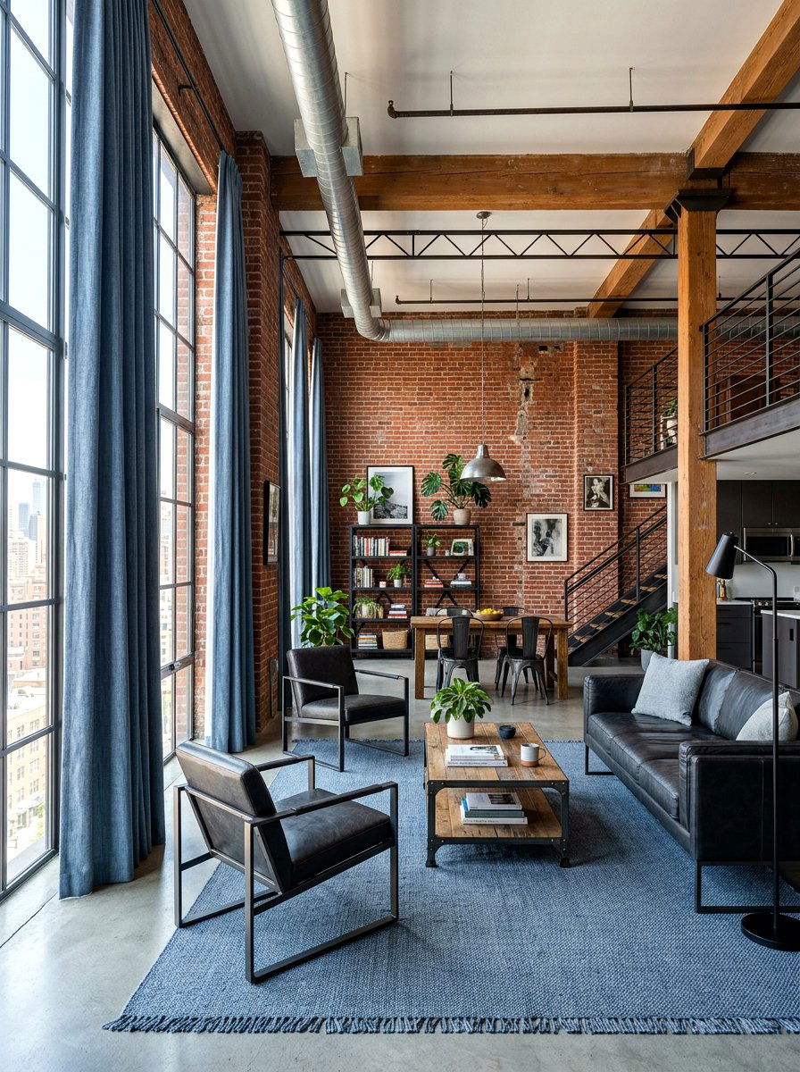 Slate Blue Industrial Loft Space - 30 slate blue decor ideas