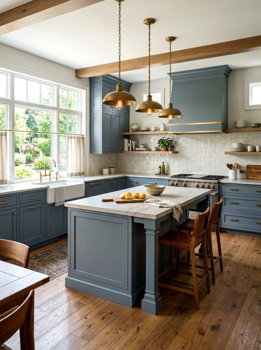 Slate Blue Kitchen Cabinets - 30 painted kitchen cabinet ideas
