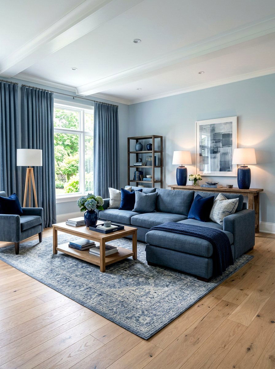 Slate Blue Living Room - 30 tonal living room ideas