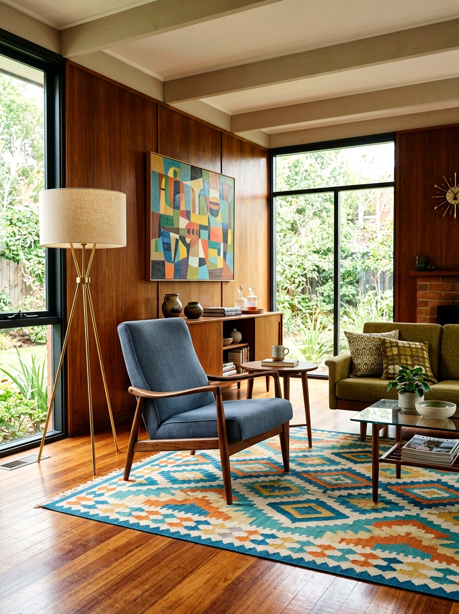 Slate Blue Mid Century Modern Lounge - 30 slate blue decor ideas