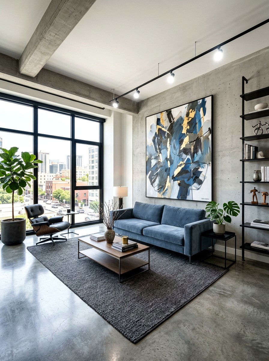 Slate Blue Modern Living Room - 30 slate blue decor ideas