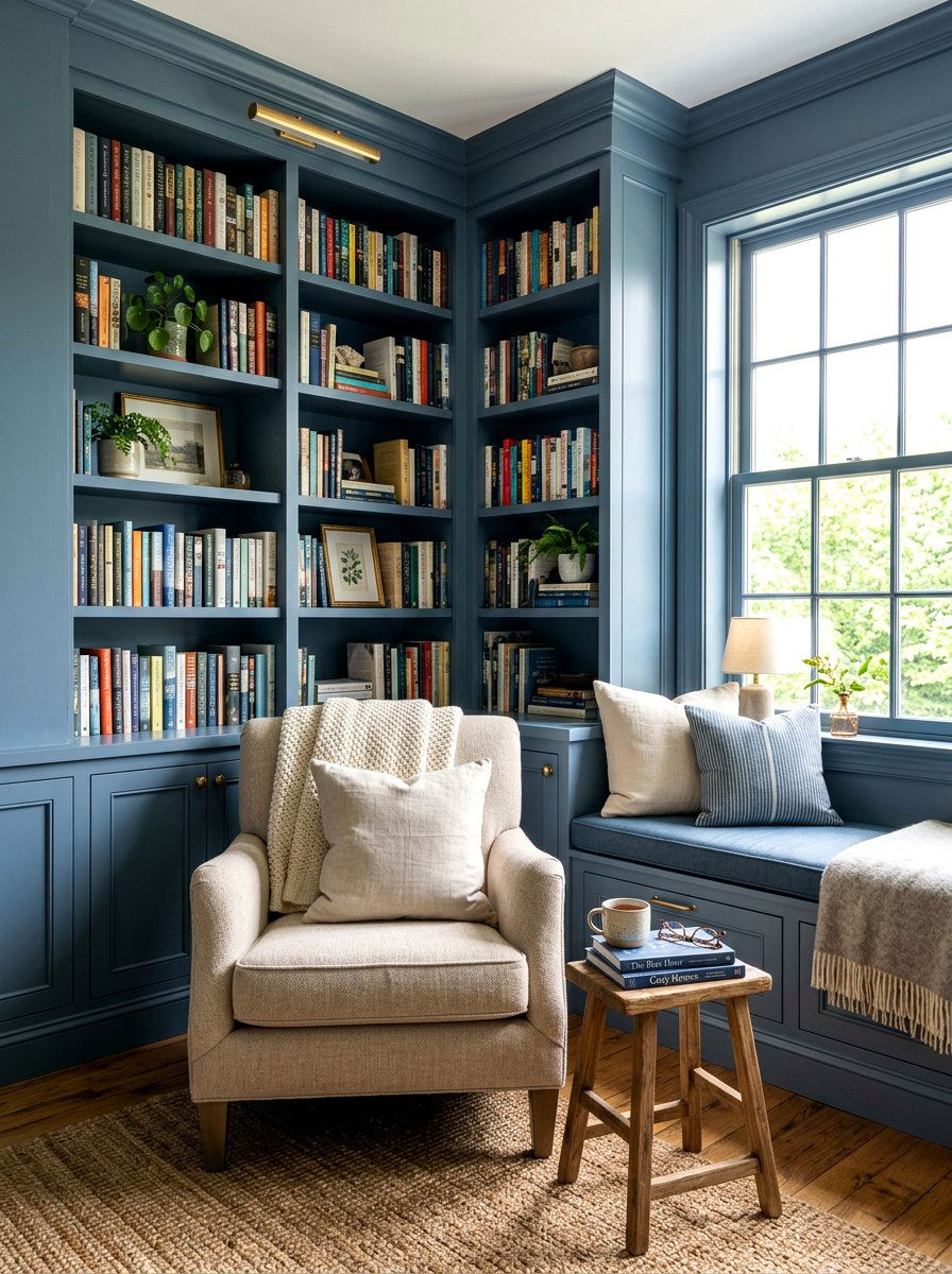 Slate Blue Nook - 30 dark moody wall ideas