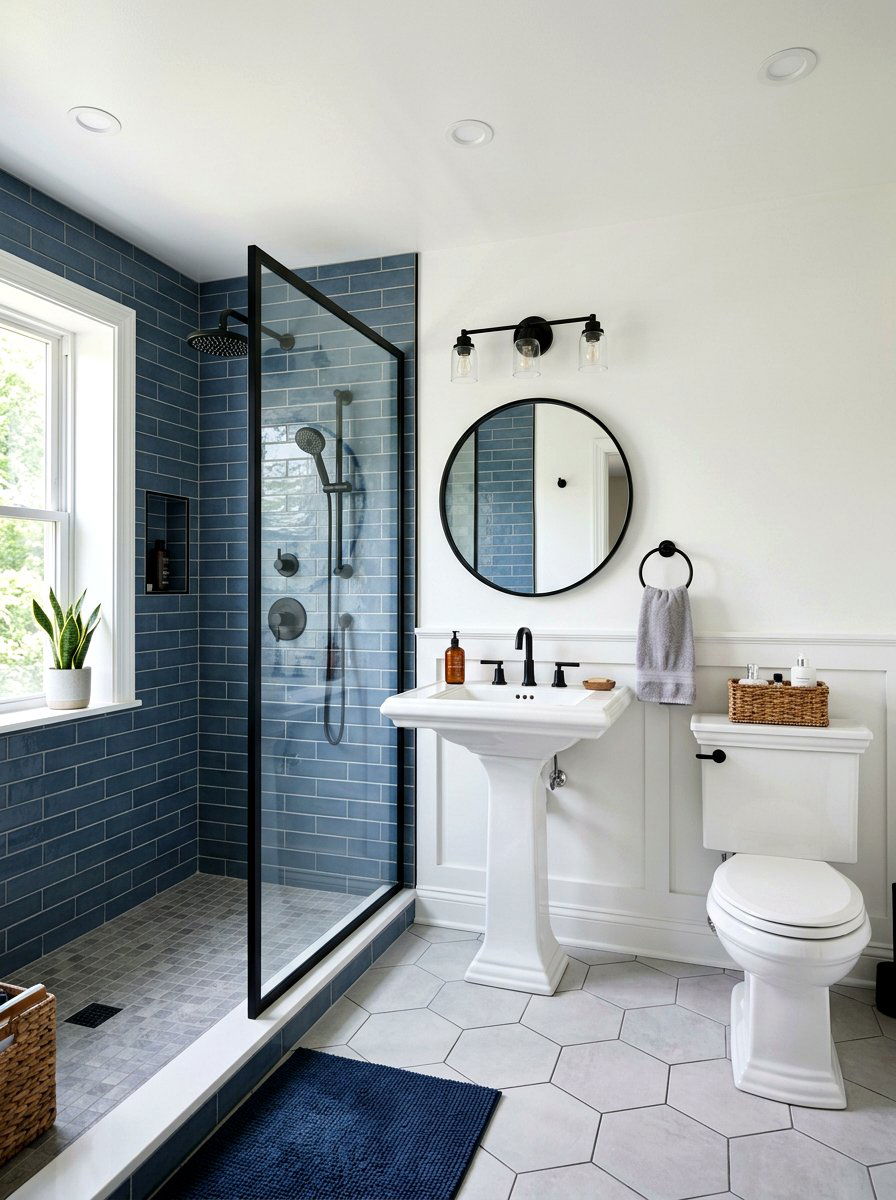 Slate Blue Transitional Bathroom - 30 slate blue decor ideas