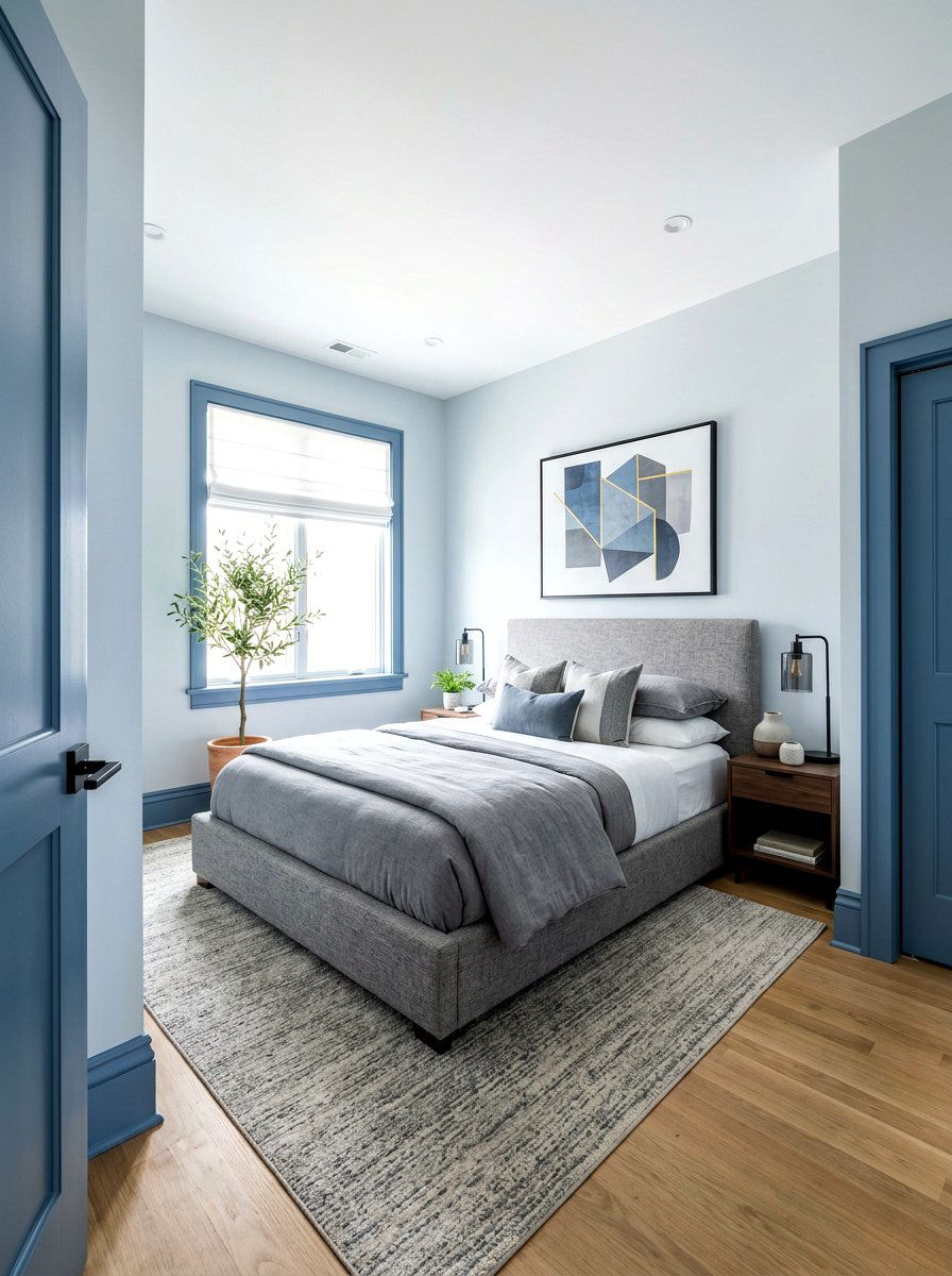 Slate Blue Trim Bedroom - 30 painted trim bedroom ideas