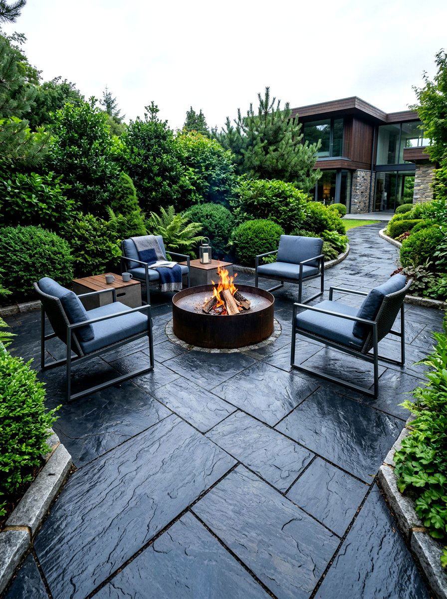 Slate Courtyard - 30 stone courtyard patio ideas