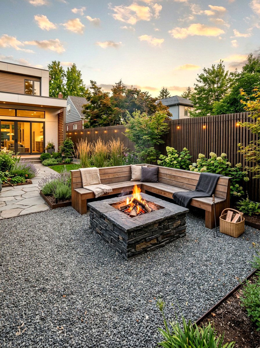 Slate Fire Pit - 30 rustic fire pit ideas