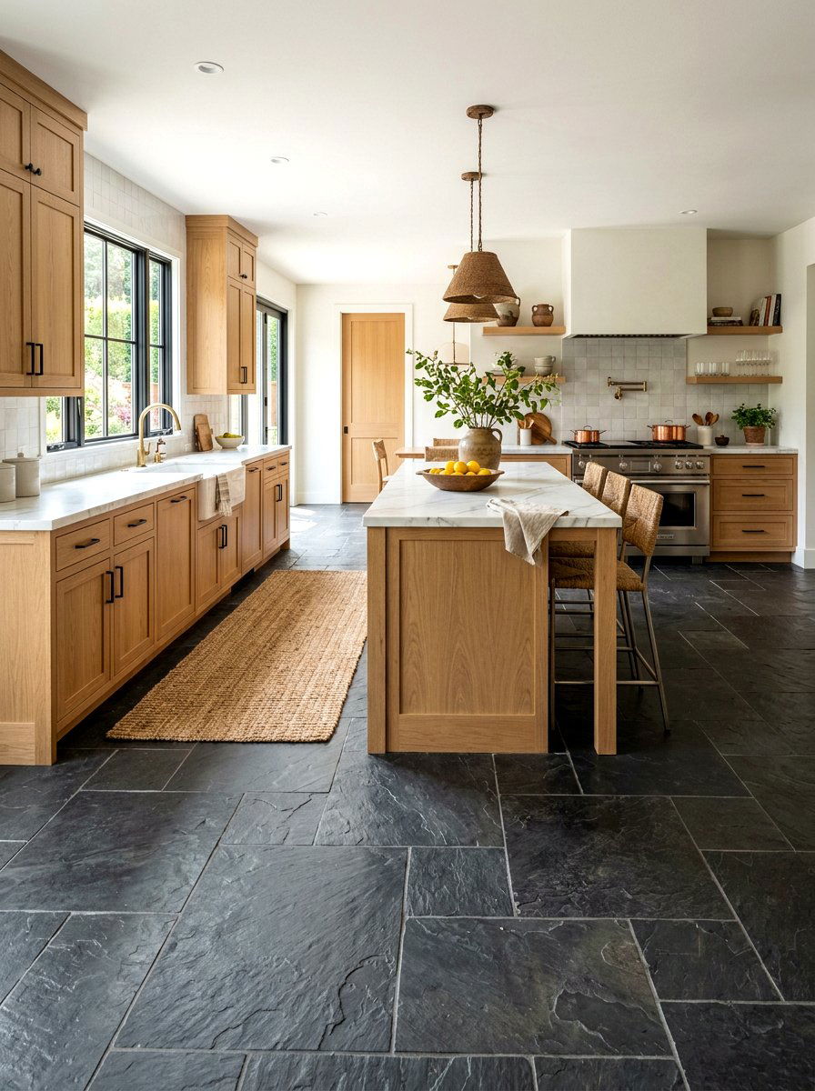 Slate Floor Kitchen - 30 rustic kitchen ideas