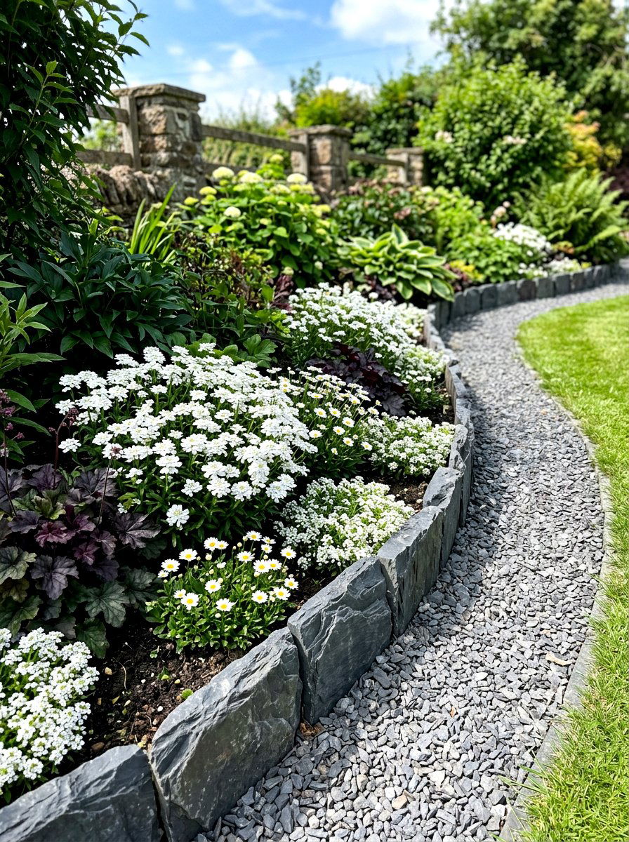 Slate Garden Edging - 30 flower bed edging ideas