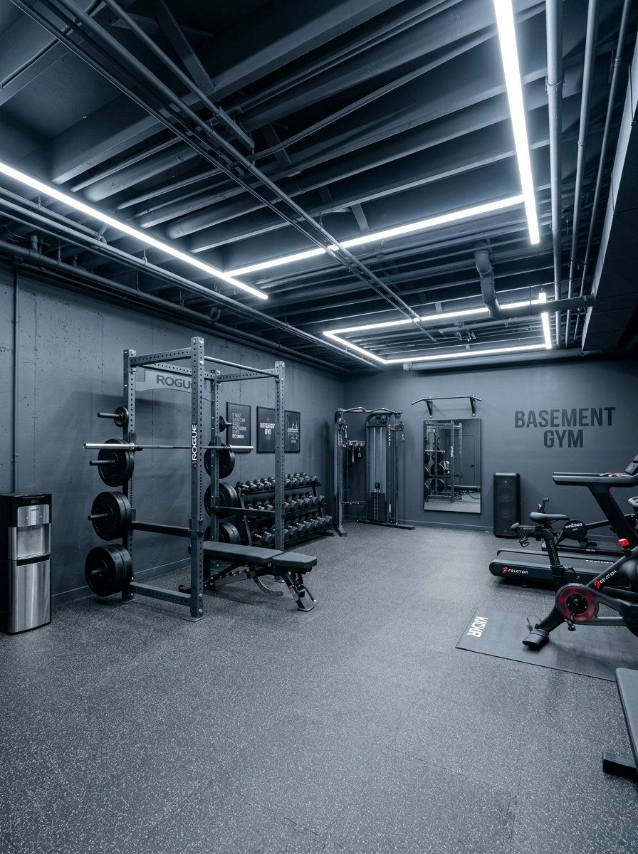 Slate Gray Basement Gym - 30 color drenched small room ideas