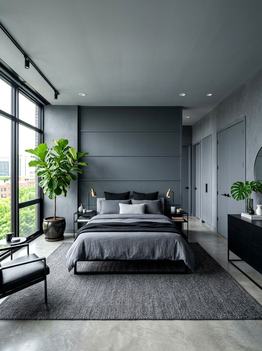 Slate Gray Bedroom - 30 color drenched bedroom ideas