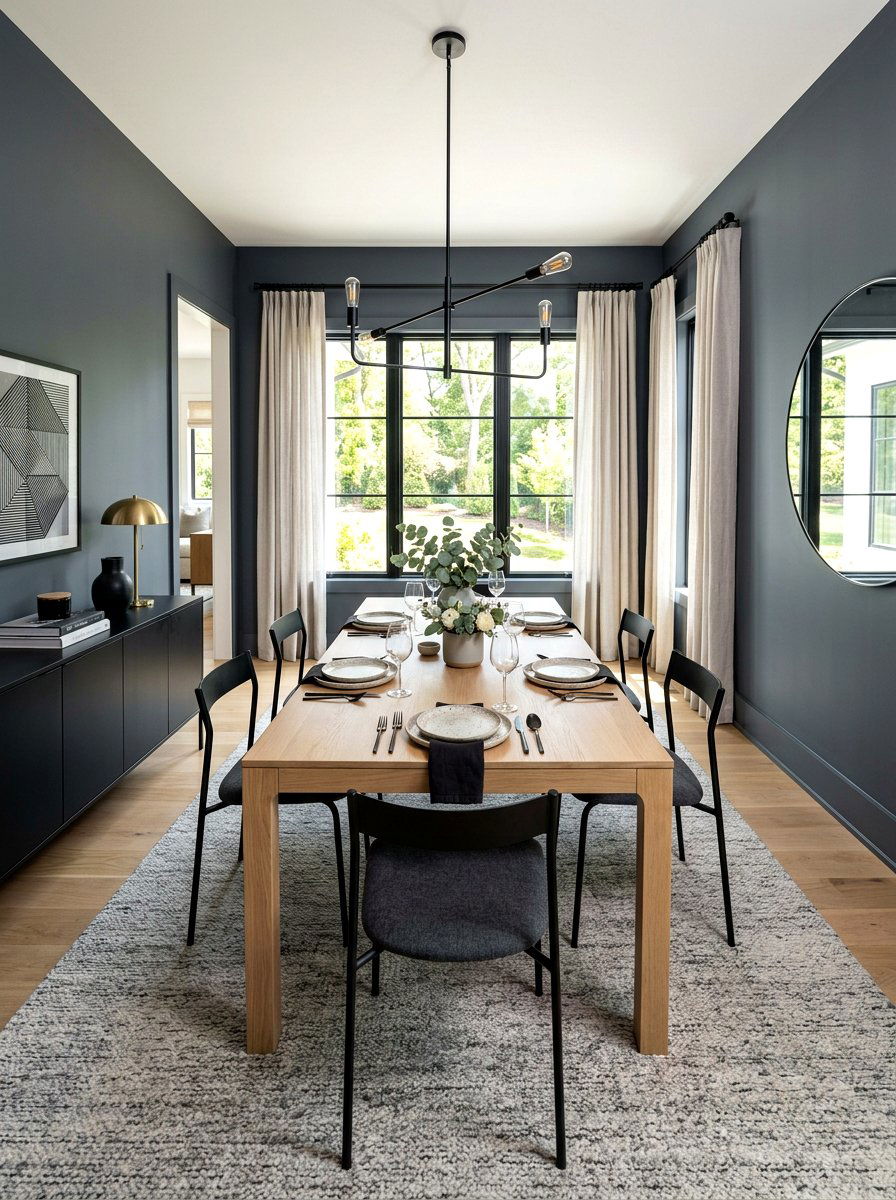 Slate Gray Dining Room - 30 saturated dining room ideas
