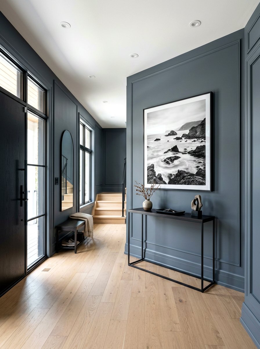 Slate Gray Minimalist Trim - 30 trim drenched foyer ideas
