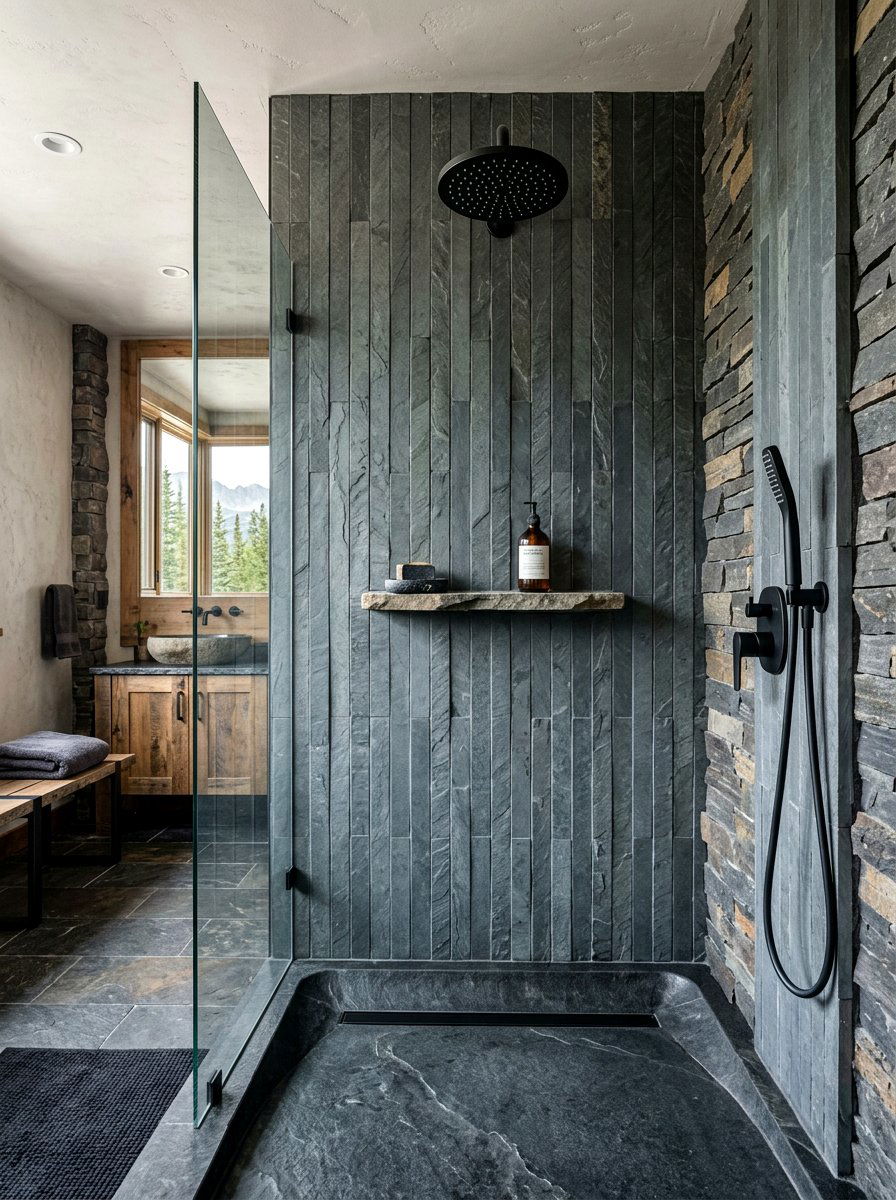 Slate Gray Vertical Tile - 30 vertical tile shower ideas
