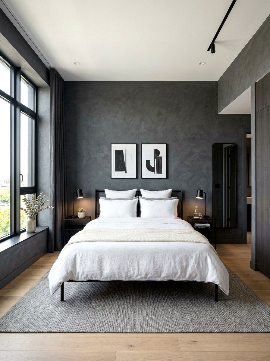 Slate Grey Bedroom - 30 dark bedroom ideas
