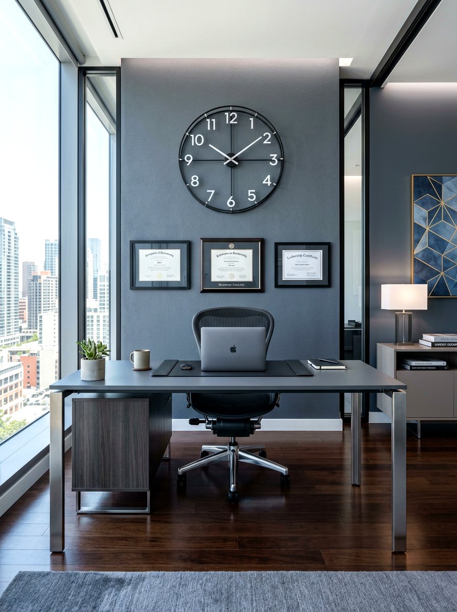 Slate Grey Office - 30 office accent paint ideas