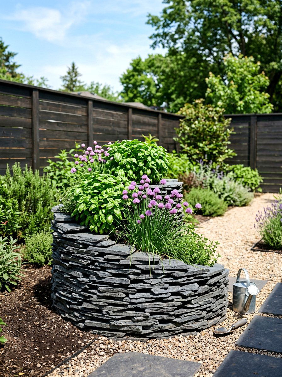 Slate Herb Spiral - 30 backyard herb spiral ideas
