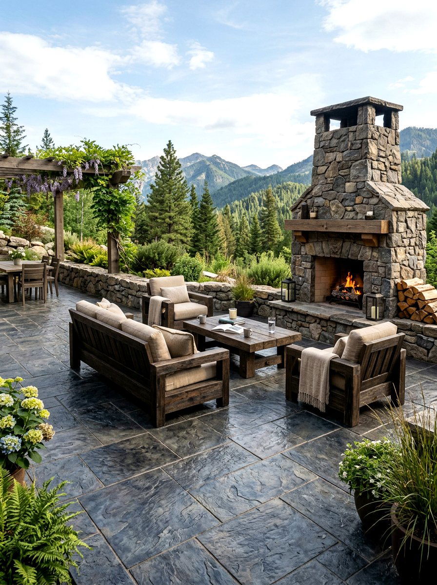 Slate Look Concrete Patio - 30 concrete patio ideas