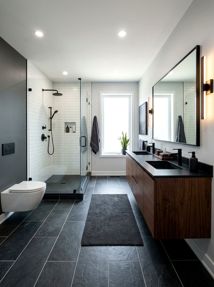 Slate Look Tile Light Grey Grout - 30 light grout bathroom ideas