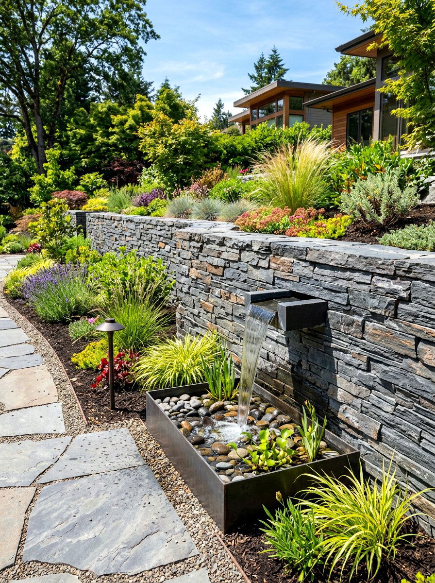 Slate Retaining Wall - 30 retaining wall garden ideas
