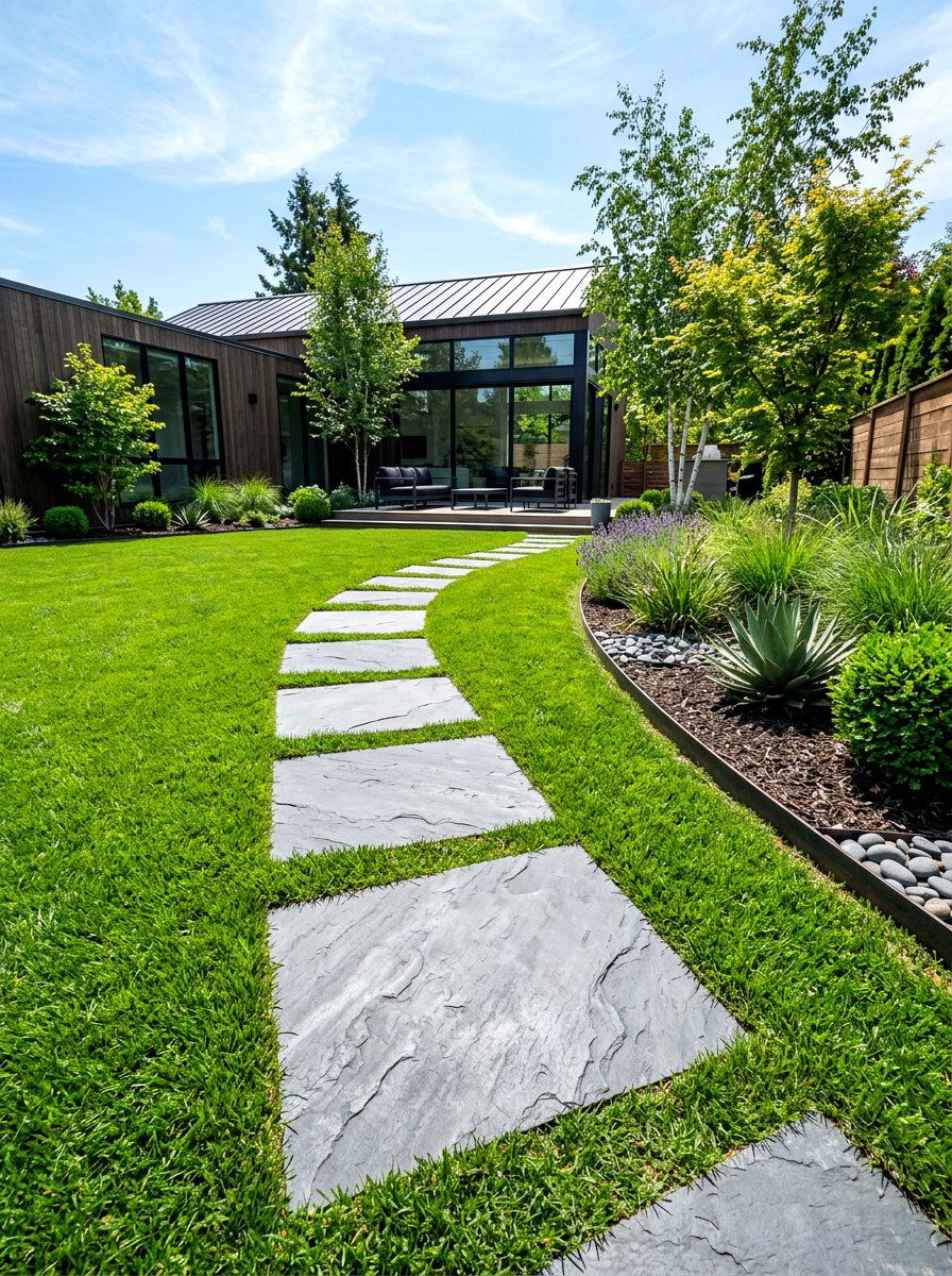 Slate Stepping Stones - 30 stone walkway ideas