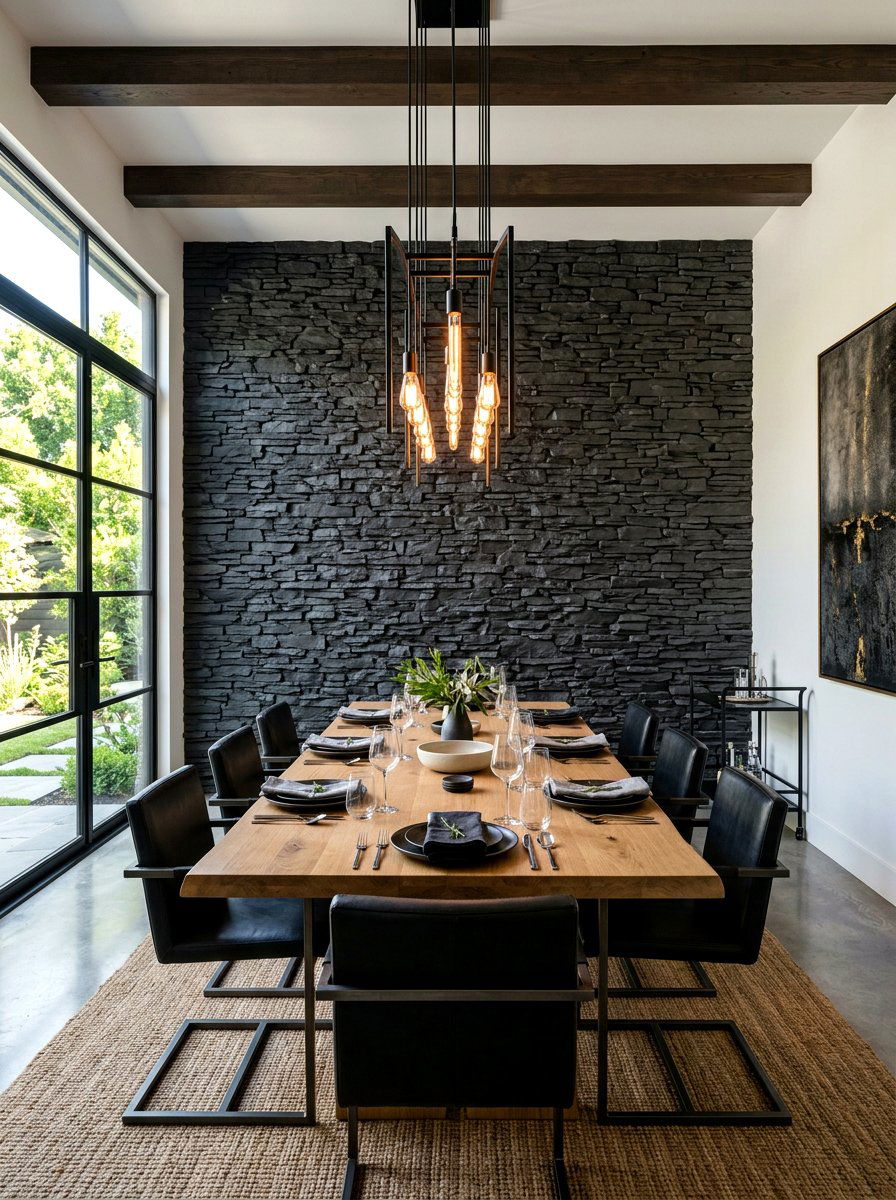 Slate Stone Accent Wall - 30 decorative stone ideas