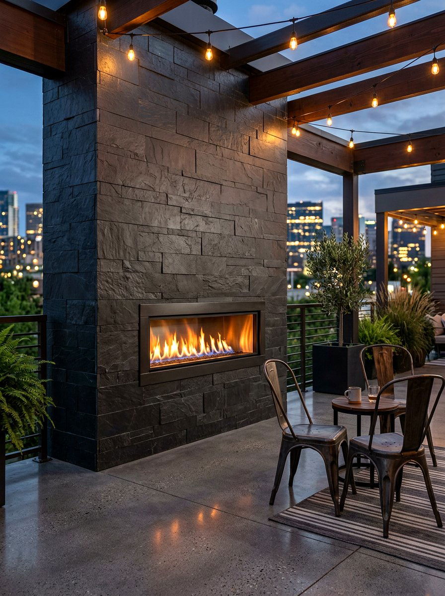 Slate Stone Fireplace Wall - 30 stone outdoor fireplace ideas