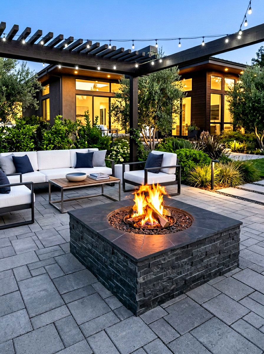 Slate Tile Fire Pit - 30 stone fire pit ideas