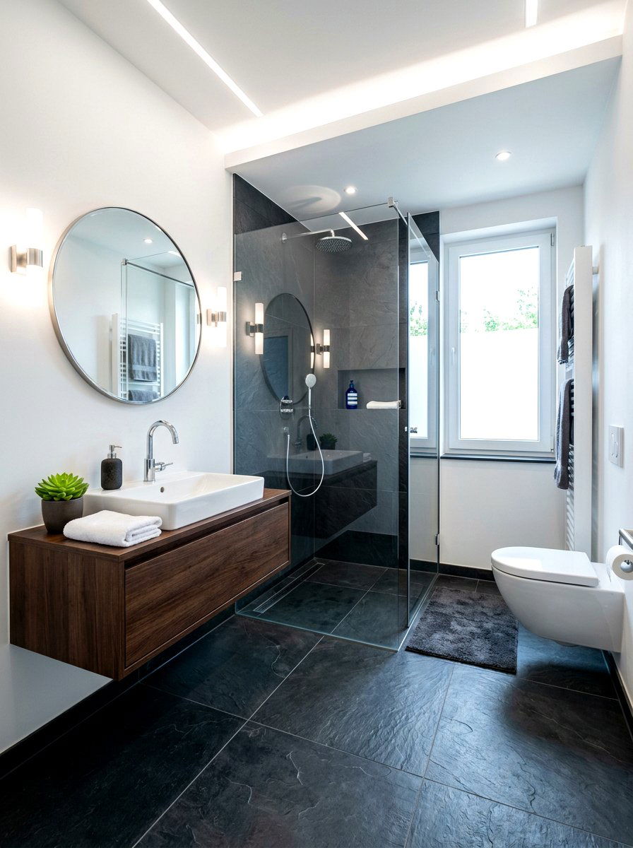 Slate Tile Flooring - 30 winter bathroom styling ideas