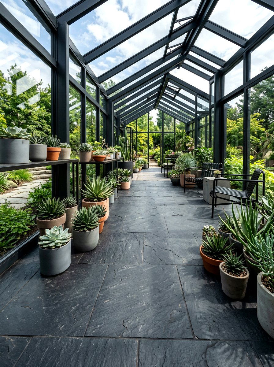 Slate Tile Greenhouse Flooring - 30 greenhouse walkway ideas