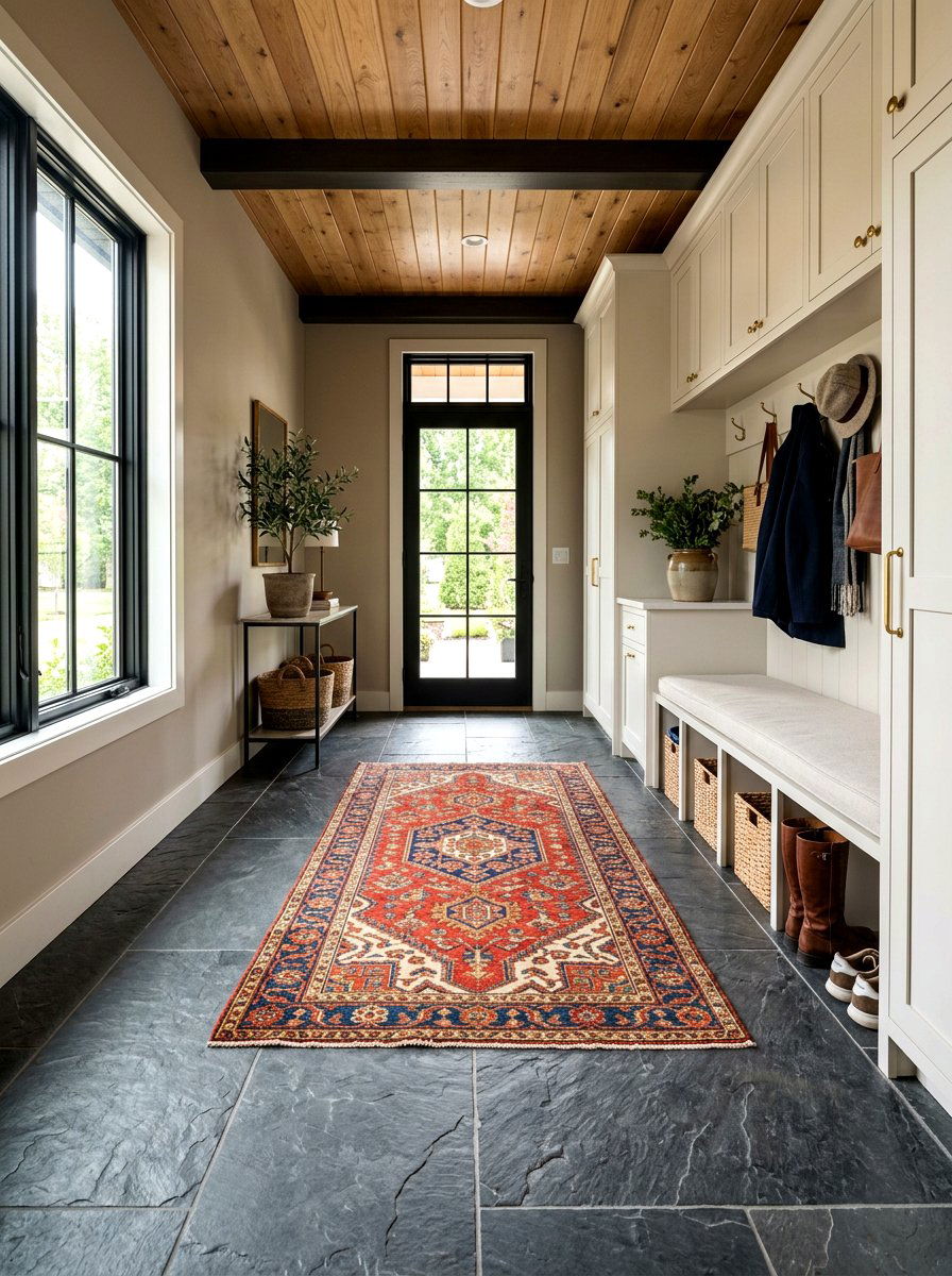 Slate Tile Mudroom Floor - 30 moody mudroom ideas
