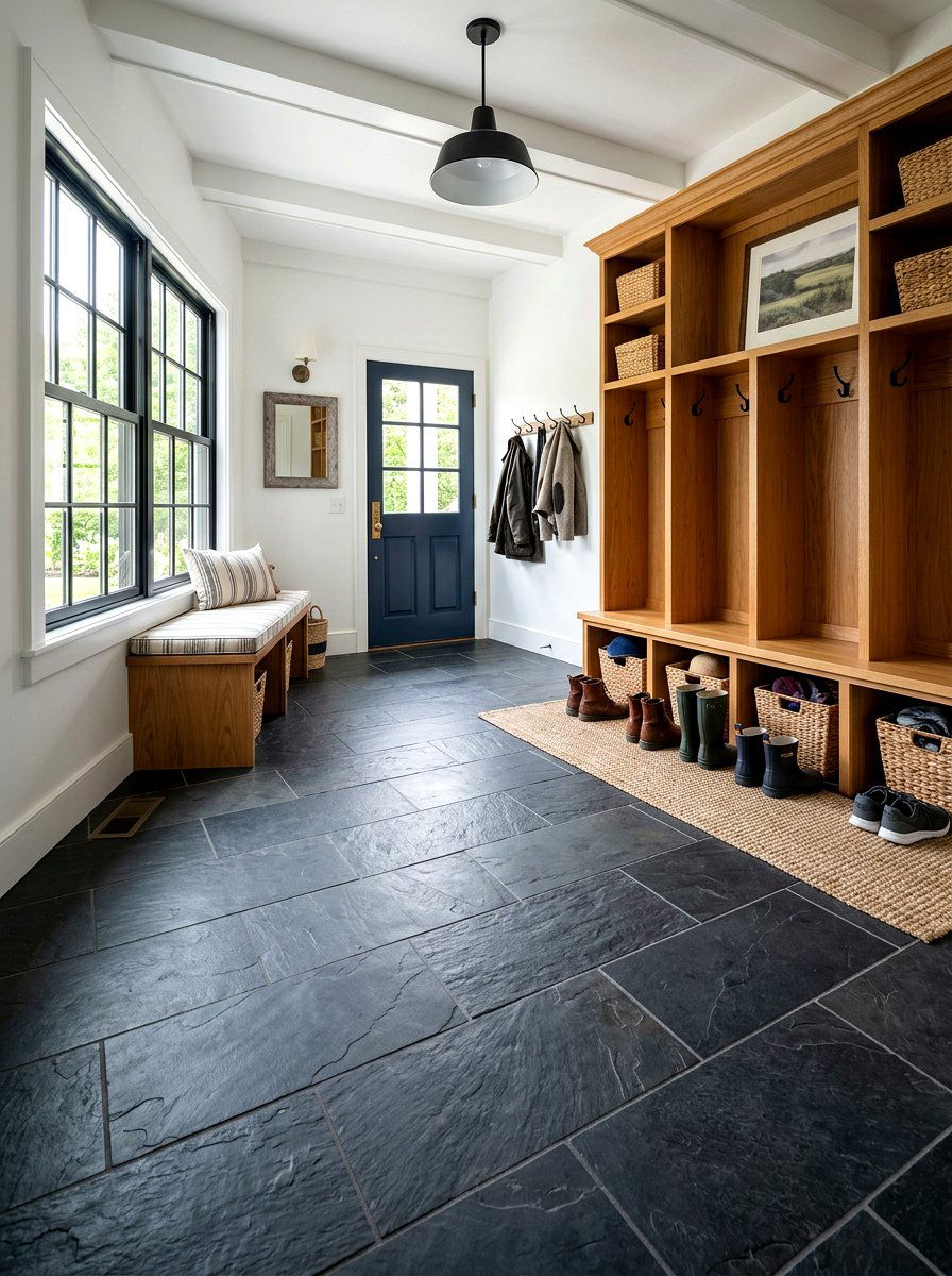 Slate Tile Mudroom Floor - 30 farmhouse mudroom ideas