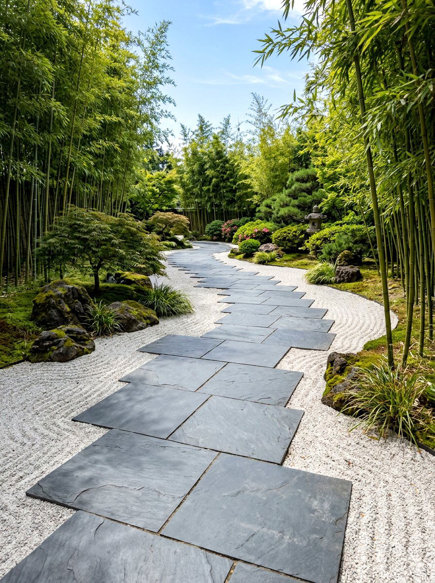 Slate Tile Outdoor Walkway - 30 curved walkway ideas