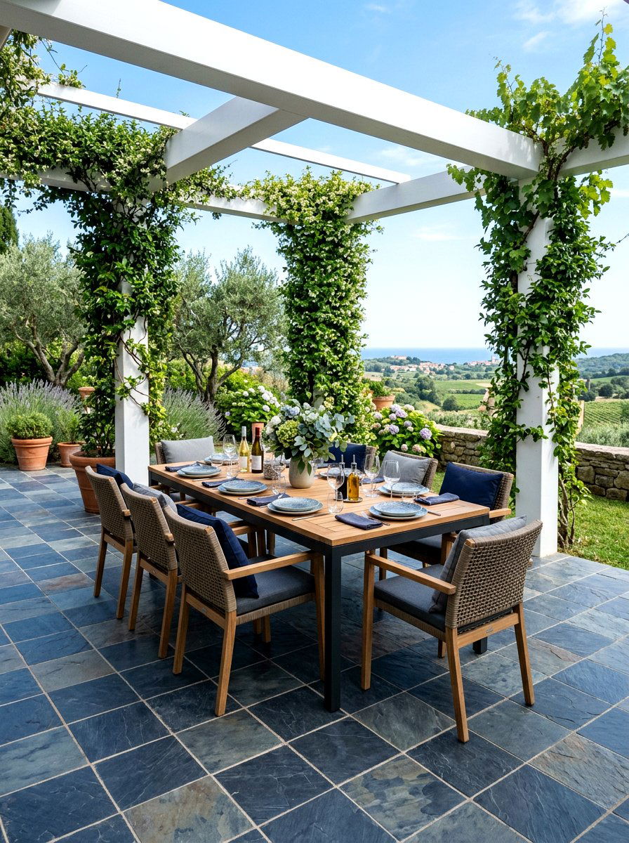 Slate Tile Terrace - 30 no grass backyard ideas