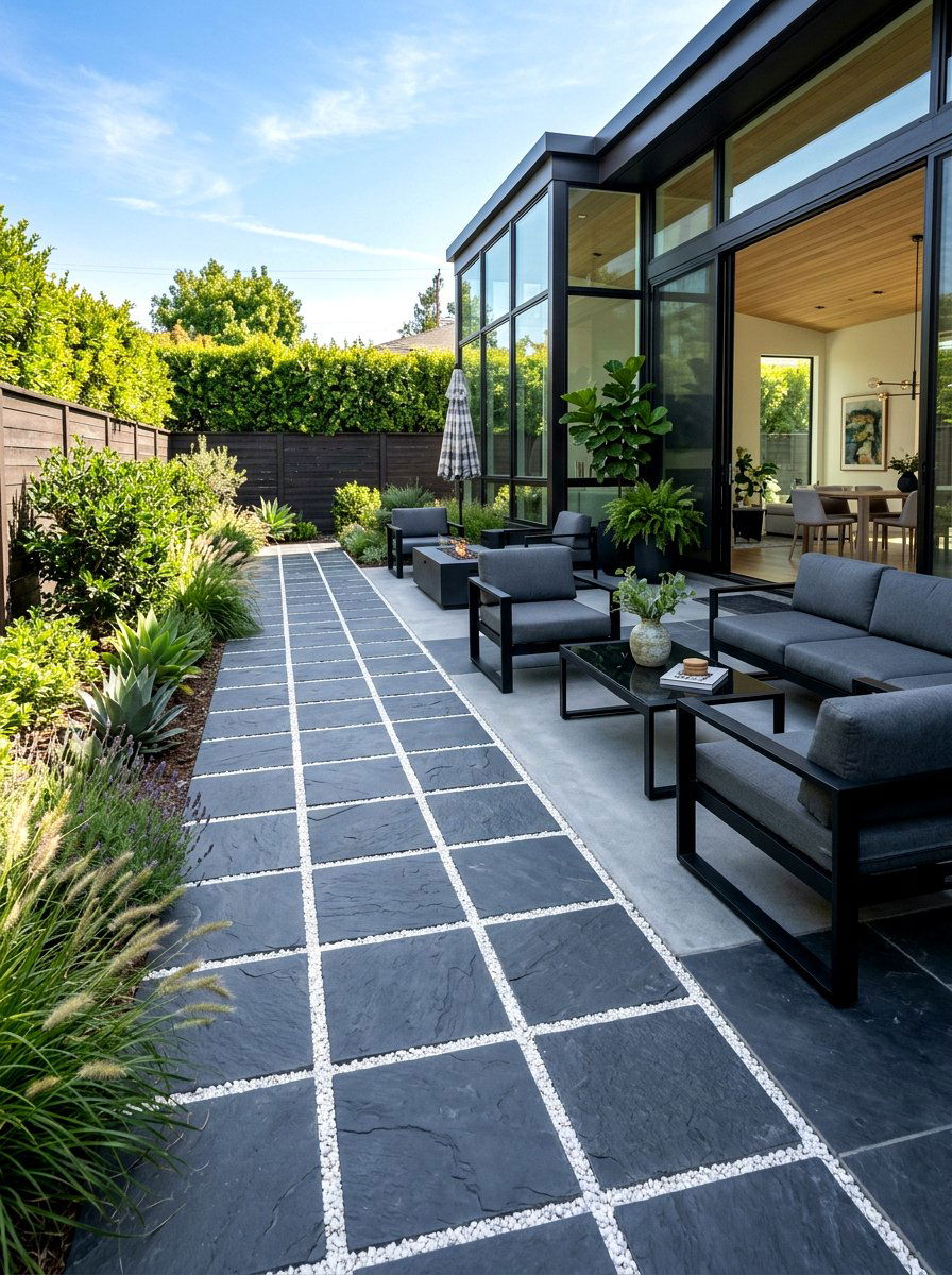 Slate Tile Walkway - 30 backyard walkway ideas