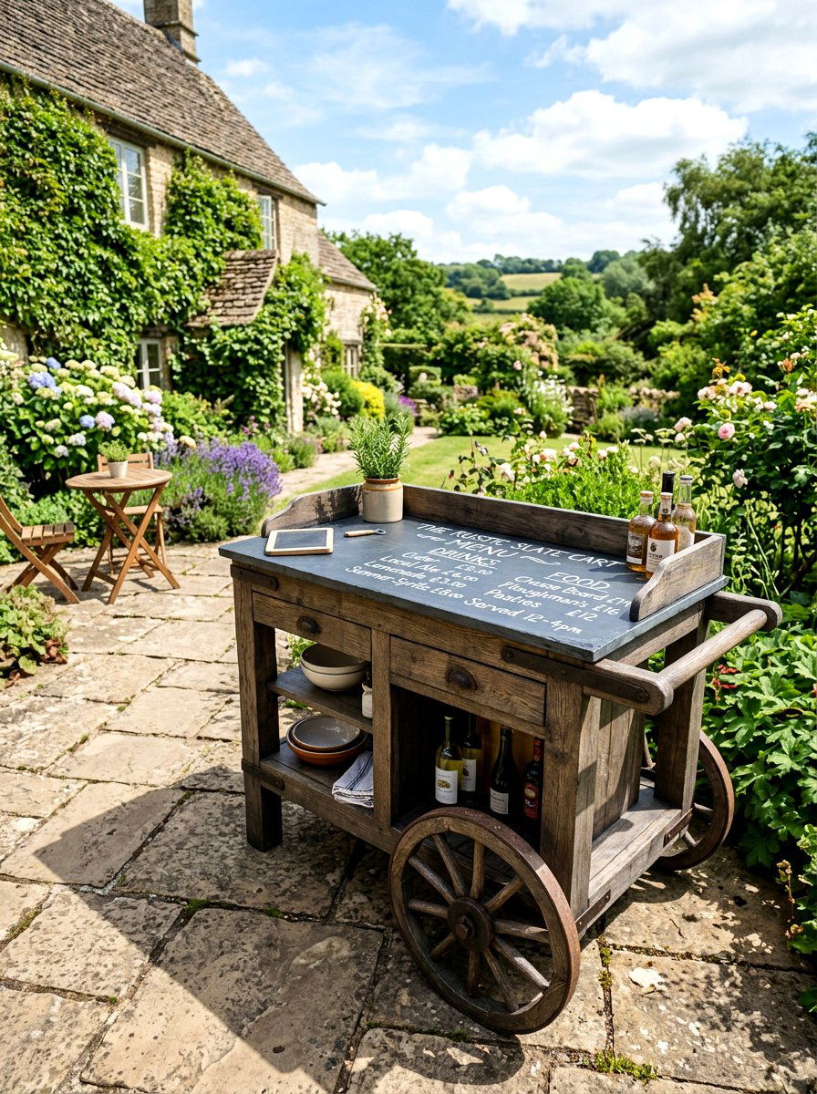 Slate Top Cart - 30 serving cart patio ideas