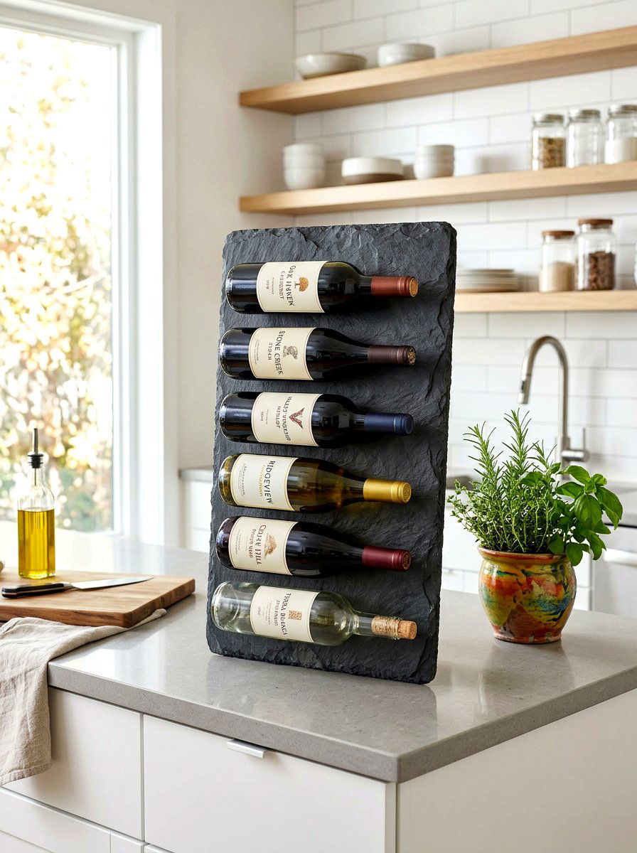 Slate Wine Bottle Holder - 30 wine storage kitchen ideas