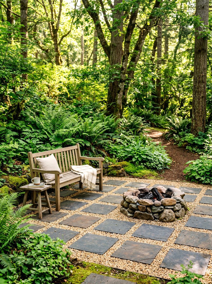 Slate and gravel patio pattern - 30 checkerboard patio paver ideas