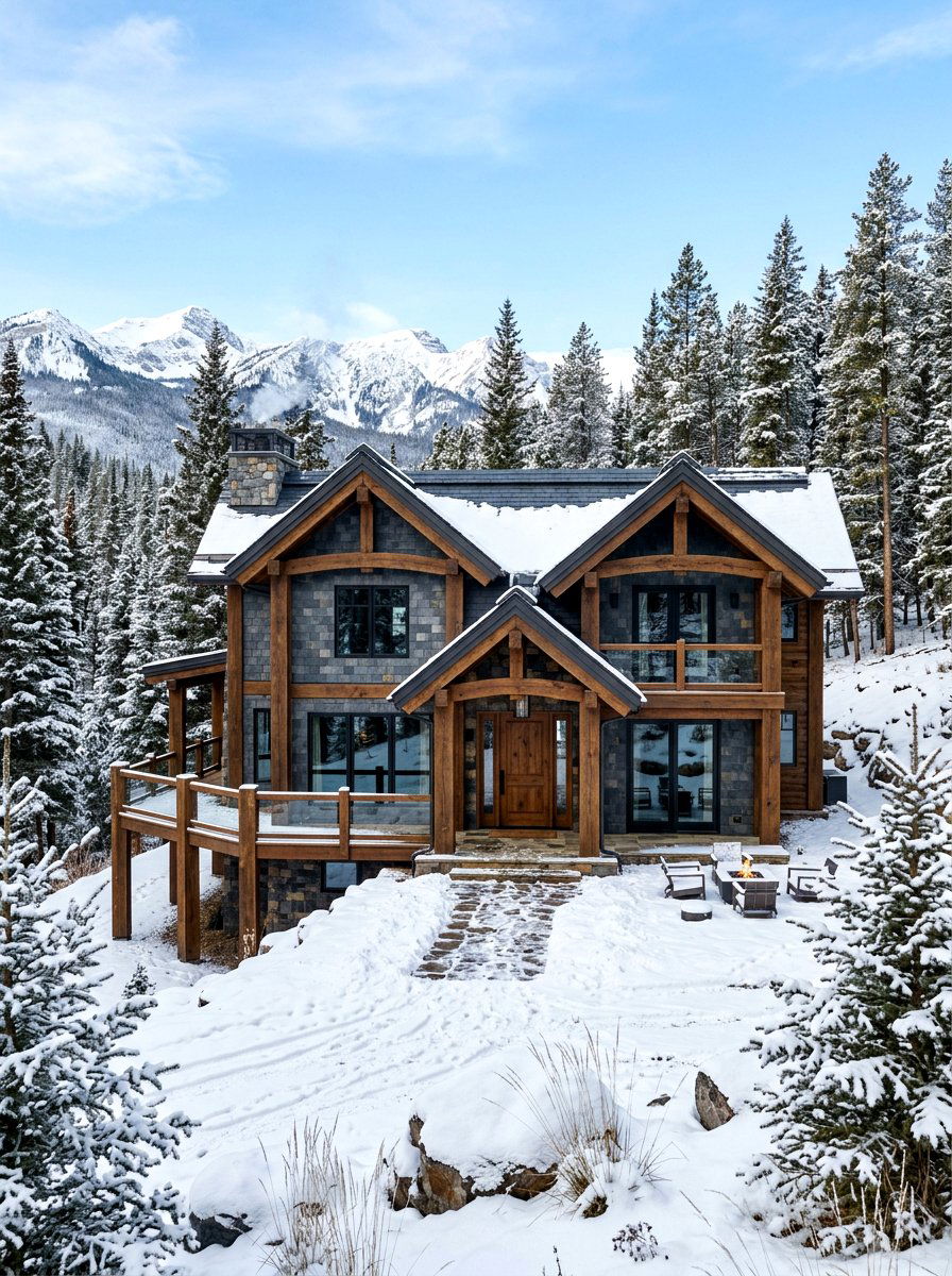 Slate and timber house - 30 mixed material facade ideas