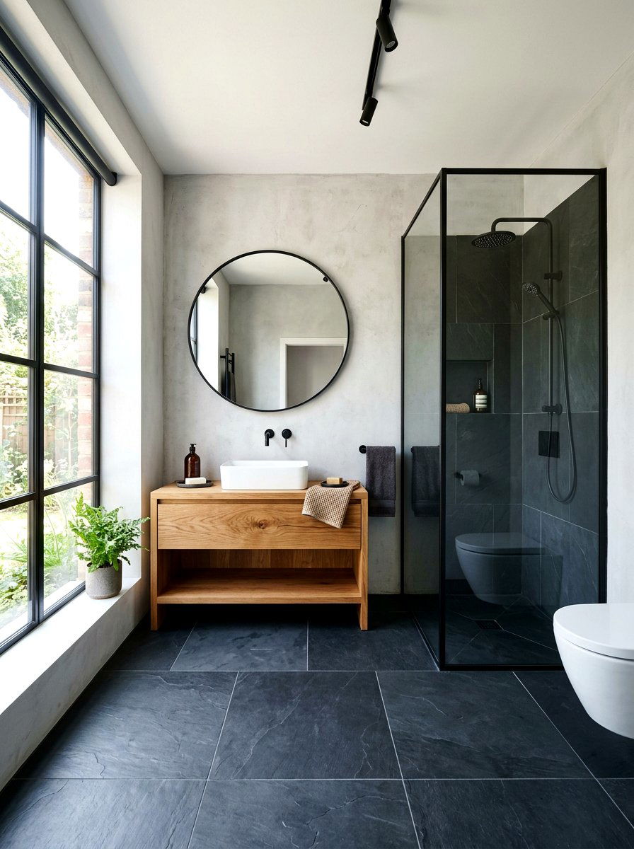 Slate bathroom floor - 30 stone inspired bathroom ideas