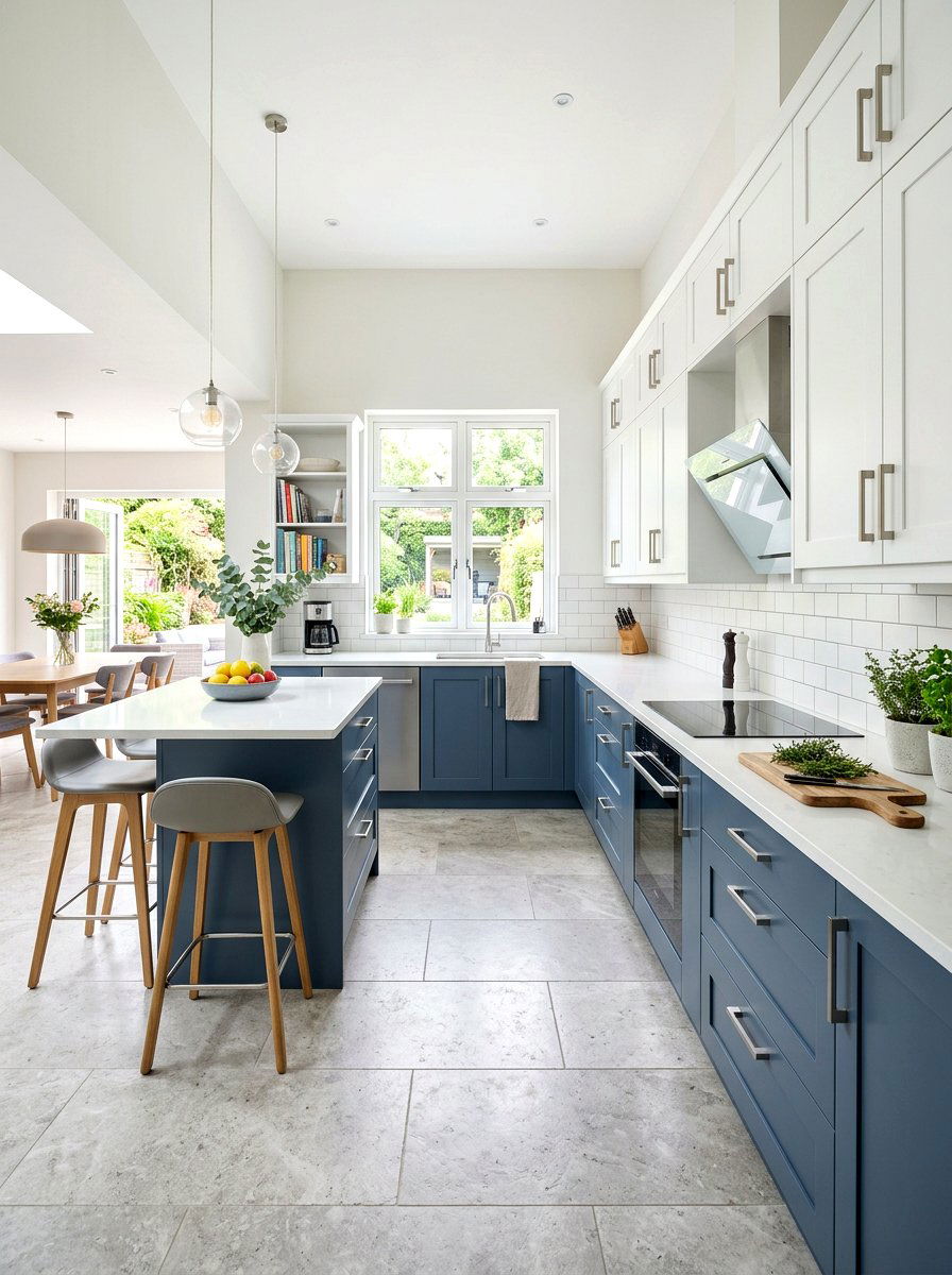 Slate blue and white kitchen cabinets - 30 kitchen paint cabinet combo ideas