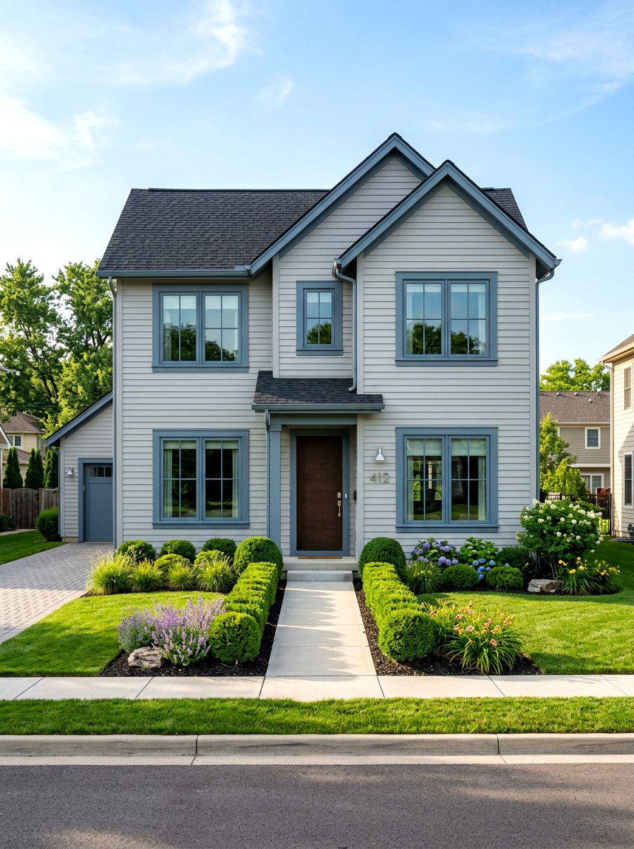 Slate blue exterior window trim - 30 exterior window trim color ideas