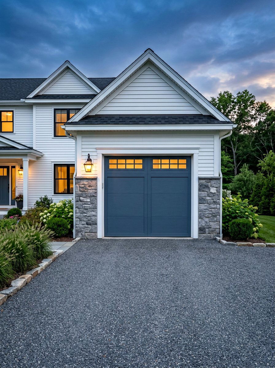 Slate blue garage door - 30 garage door color ideas