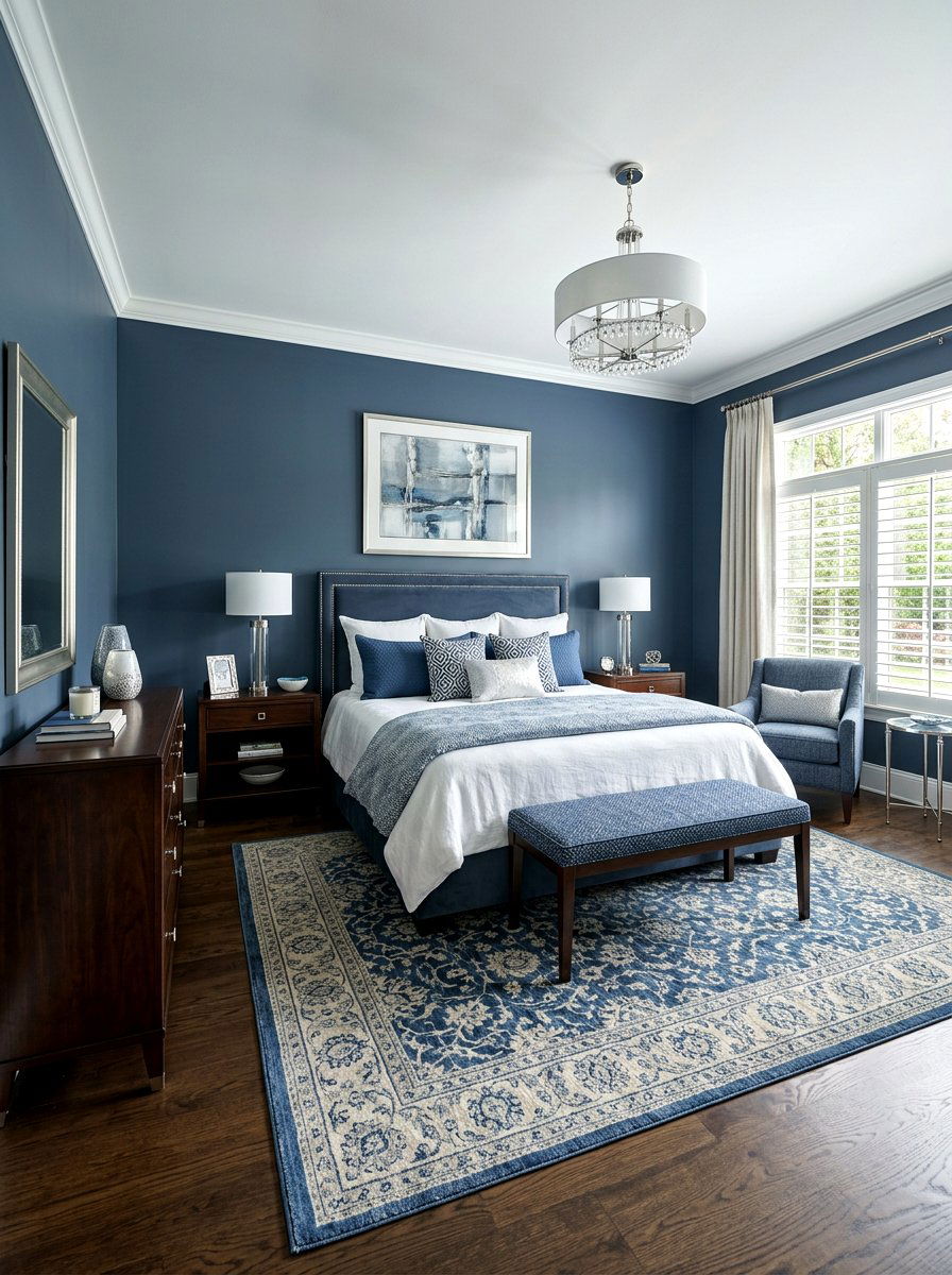 Slate blue transitional bedroom - 30 cool blue bedroom ideas