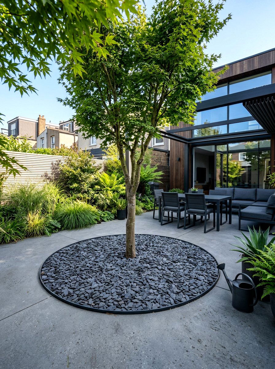 Slate chip mulch ring - 30 mulch ring around tree ideas