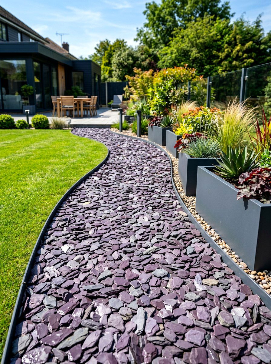 Slate chip path - 30 garden rock ideas
