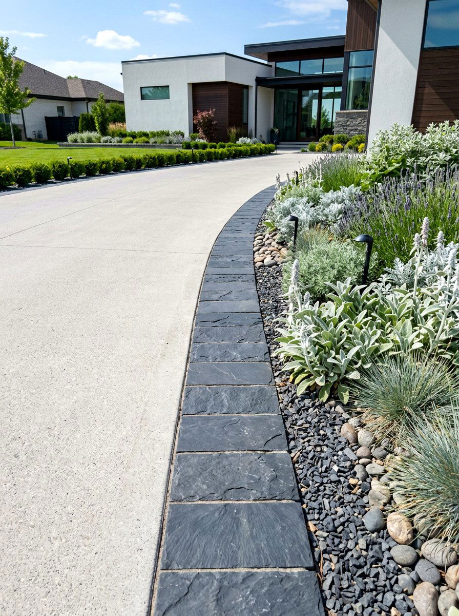 Slate driveway trim - 30 driveway edging ideas
