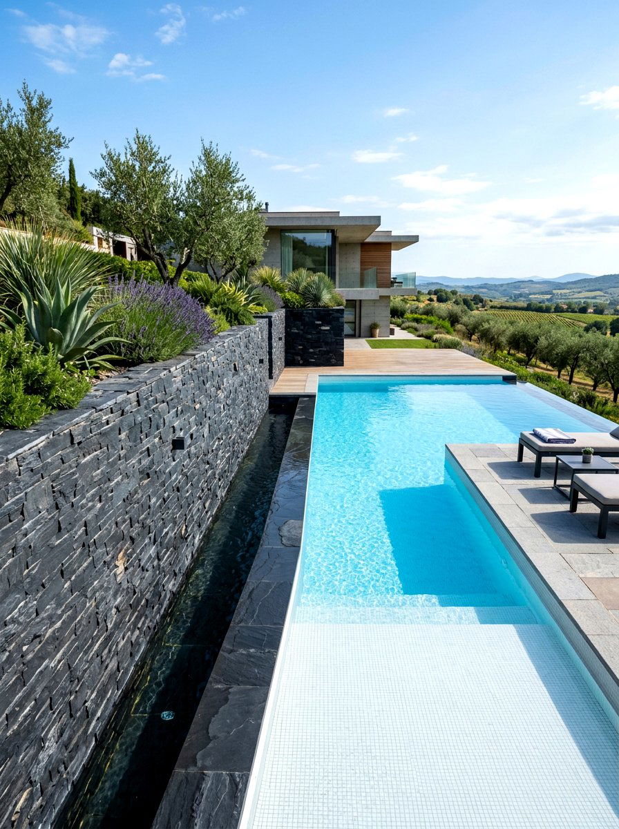 Slate garden wall - 30 walled garden backyard ideas