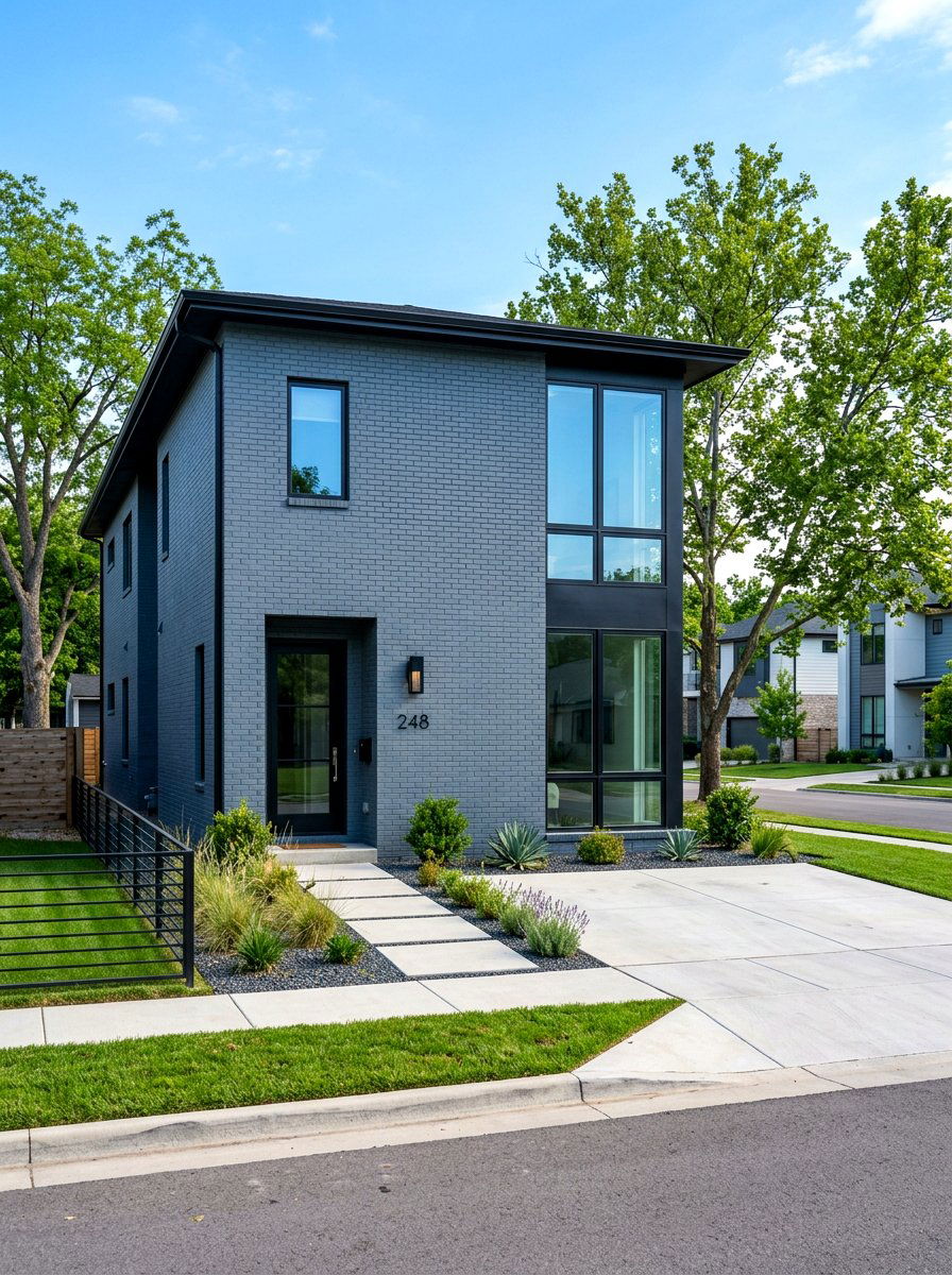 Slate gray brick exterior - 30 painted brick house ideas