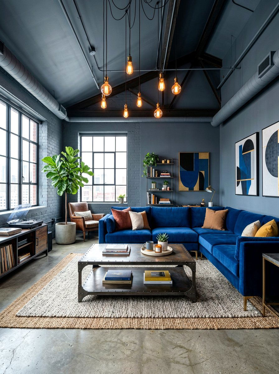 Slate gray living room - 30 color drench living room ideas